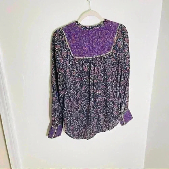 NEW Veronica Beard Betta Blouse Floral Bohemian Purple Quiet Luxury Garden Party - Picture 7 of 8
